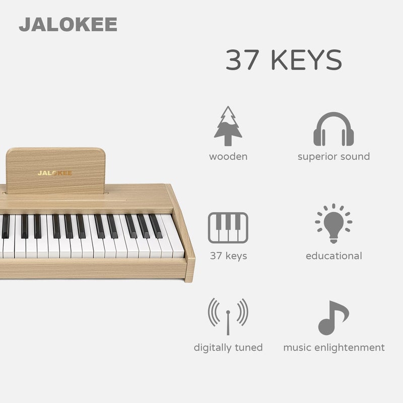 JALOKEE Kids Piano Keyboard, Digital Piano for Kids, Music Educational Instrument Toy, Wood Toy for 3+ Girls and Boys (Oak, 37 Keys) - Image 2